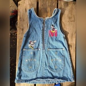 VINTAGE MICKEY & CO SZ 5/6Y VGUC BLUE DENIM MINNIE MICKEY sleeveles jumper Dress